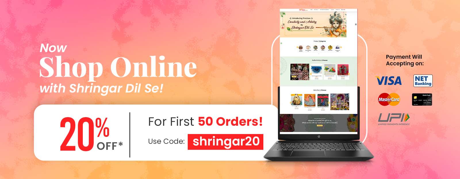 
	Get 20% discount on diety poshaks